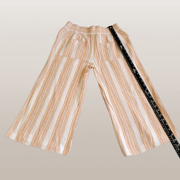 Anthropologie Cloth & Stone Linen Tie Waist Crop Top and Cropped Wide Leg Pants - Picture 9 of 10